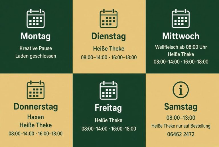 Öffnungszeiten Ladengeschäft